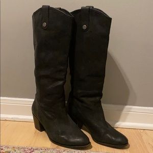 Black leather riding boots